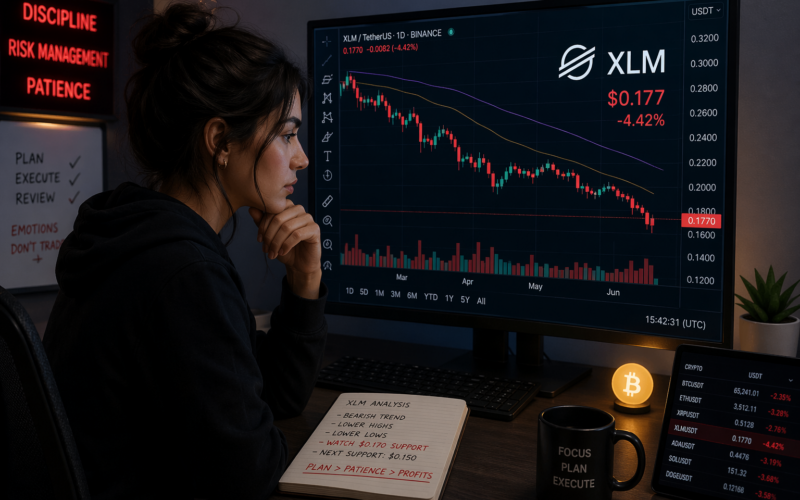 A trader analyzing XLM