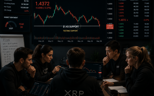 Traders observing as XRP declines towards $1.43