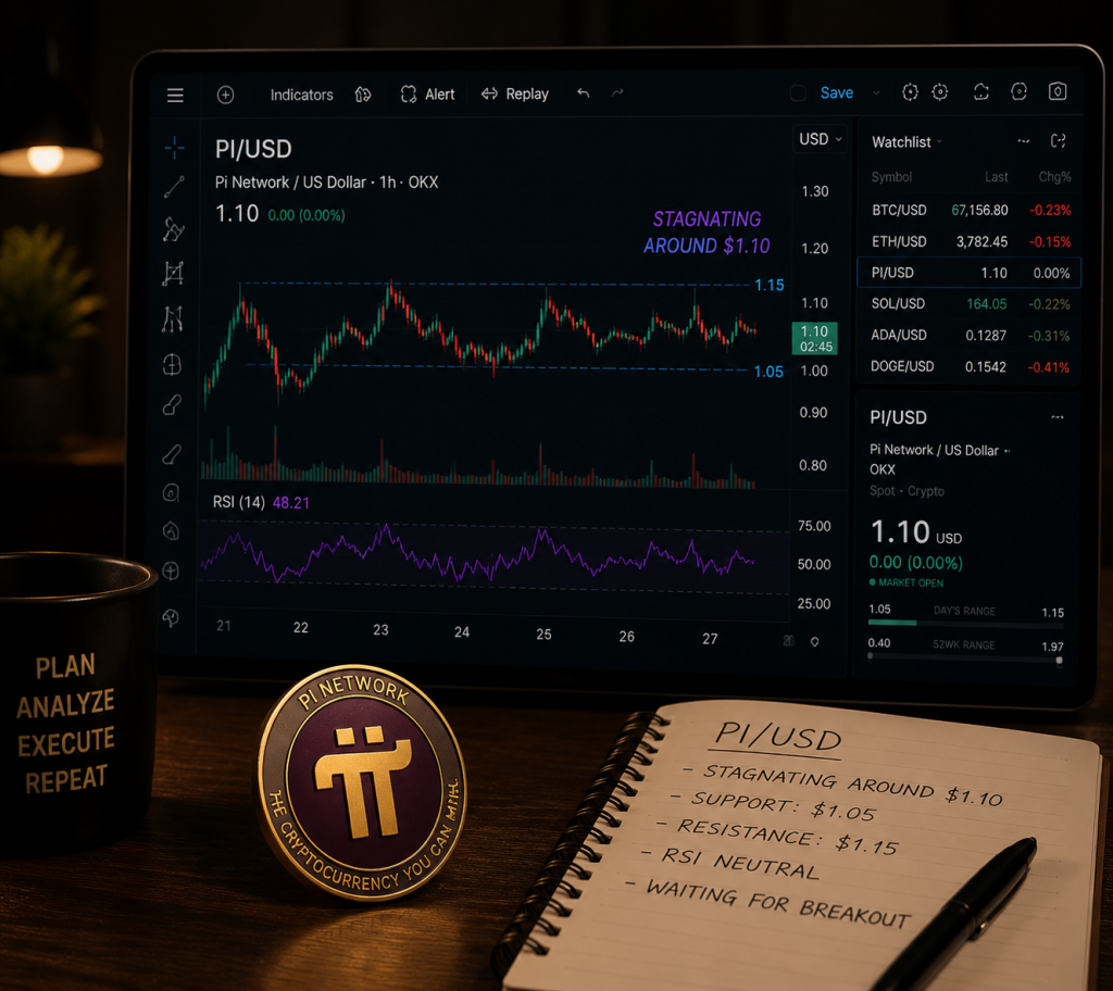 The PI token consolidating around $0.125.