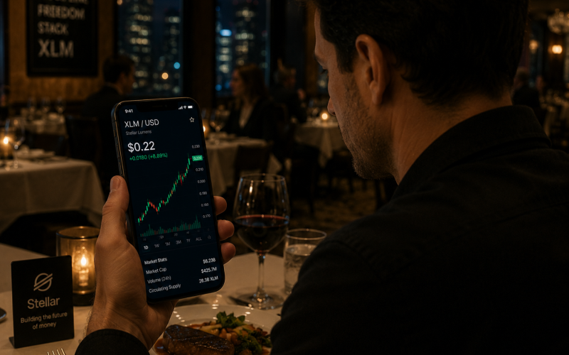 Analyzing Stellar chart on his phone